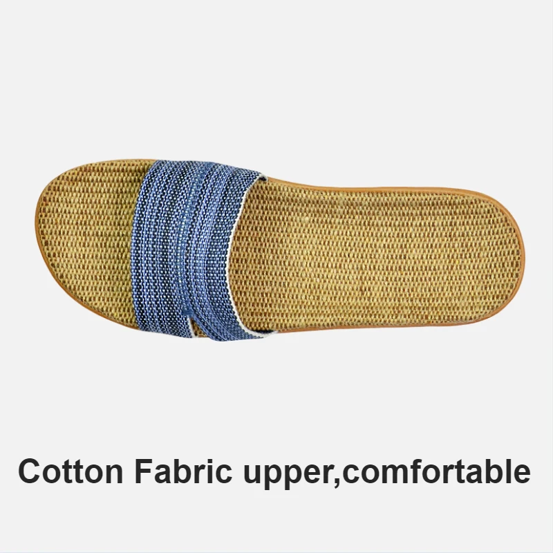 Natural linen slippers summer home indoor sandals men's women's unisex spring and autumn couples landing guests flax Non-slip
