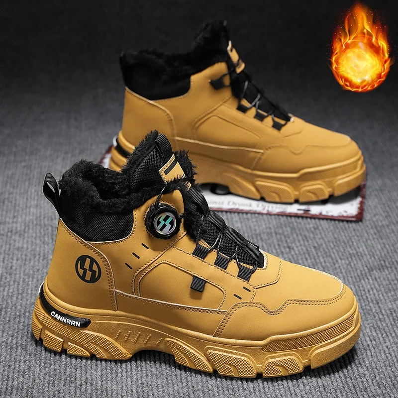 Casual Sneakers Autumn Men's Breathable Workwear Shoes Trendy Thick Soled Anti Slip White Skateboard Ankle Boots