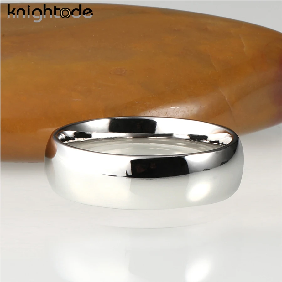 White Gold Color Tungsten Carbide Ring Simple Wedding Band Men Women Engagement Anniversary Gift Dome Polished Comfort Fit 4