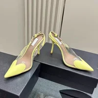 Star Style Fashion Transparent PVC Mixed-color Women Pumps Elegant Pointed toe Thin High heels Slingbacks Party Prom Shoes