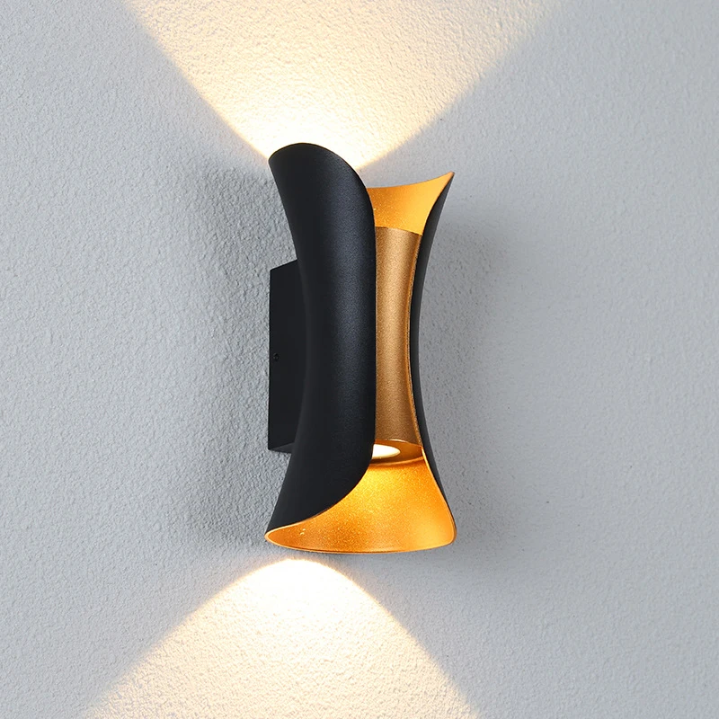 LED Wall Light Outdoor Waterproof IP6510W Porch Garden Wall Lamp Indoor Bedroom Bedside Decoration Lighting Lamp Black