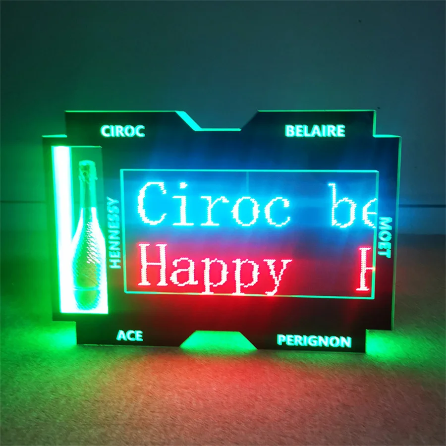 

Digital App Controlled LED screen VIP Wine Display Led Letter Message Board Bottle Presenter DIY Message Billboard Sign