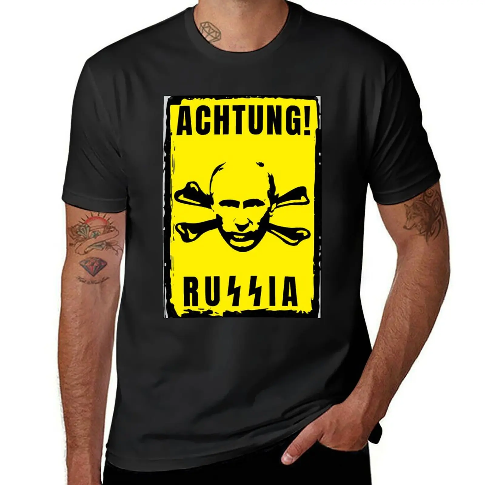 Achtung! Russia T-Shirt vintage clothes plain quick drying oversized t shirts for men