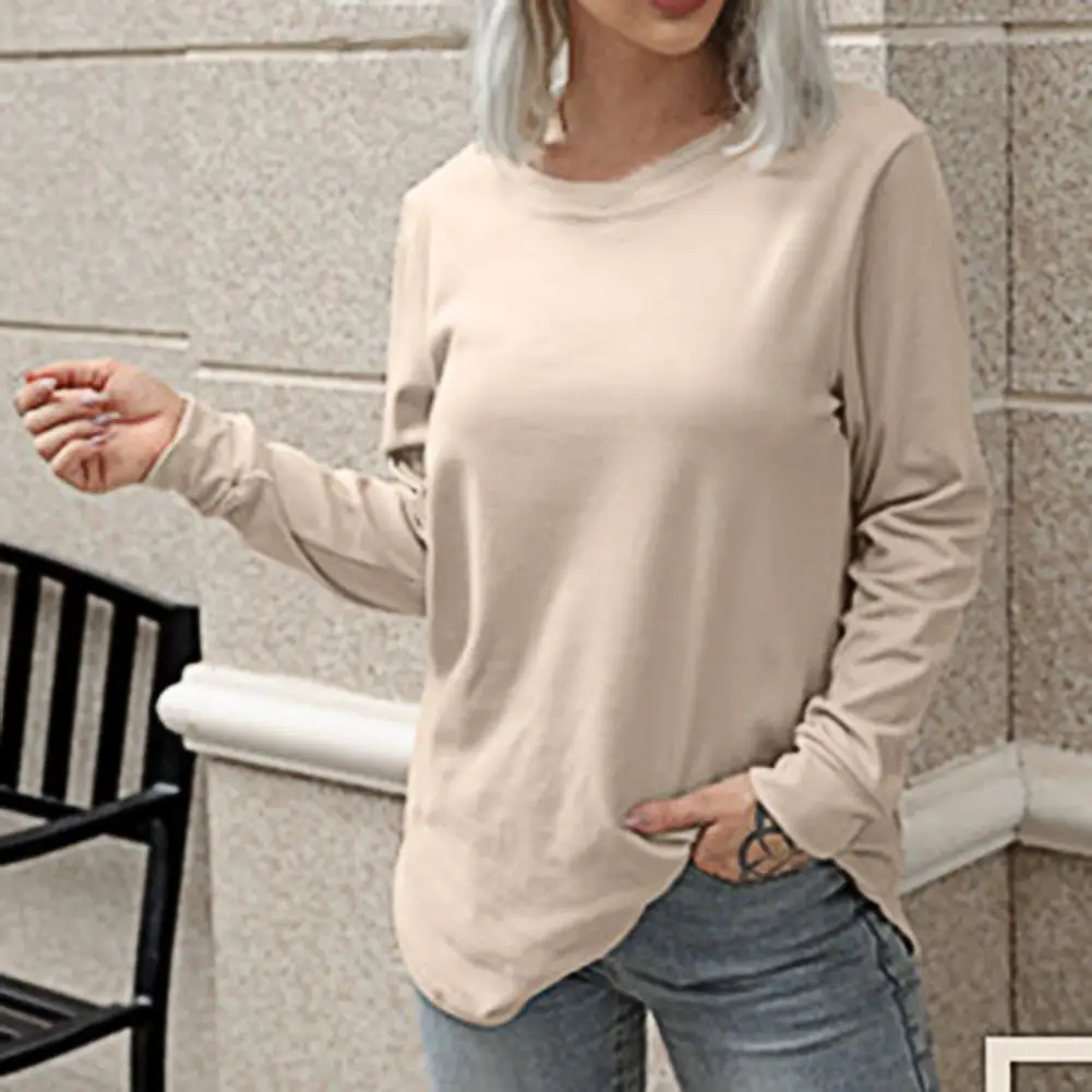 

Классический эластичный однотонный свободный Дамский свитшот с круглым вырезом, блузка, женская одежда, Женский свитшот, пуловер, блузка