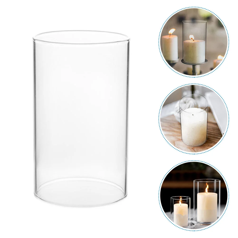 

Cylindrical Glass Shade Candleholder Chimney Tube Open Ended Shade Holder Sleeve