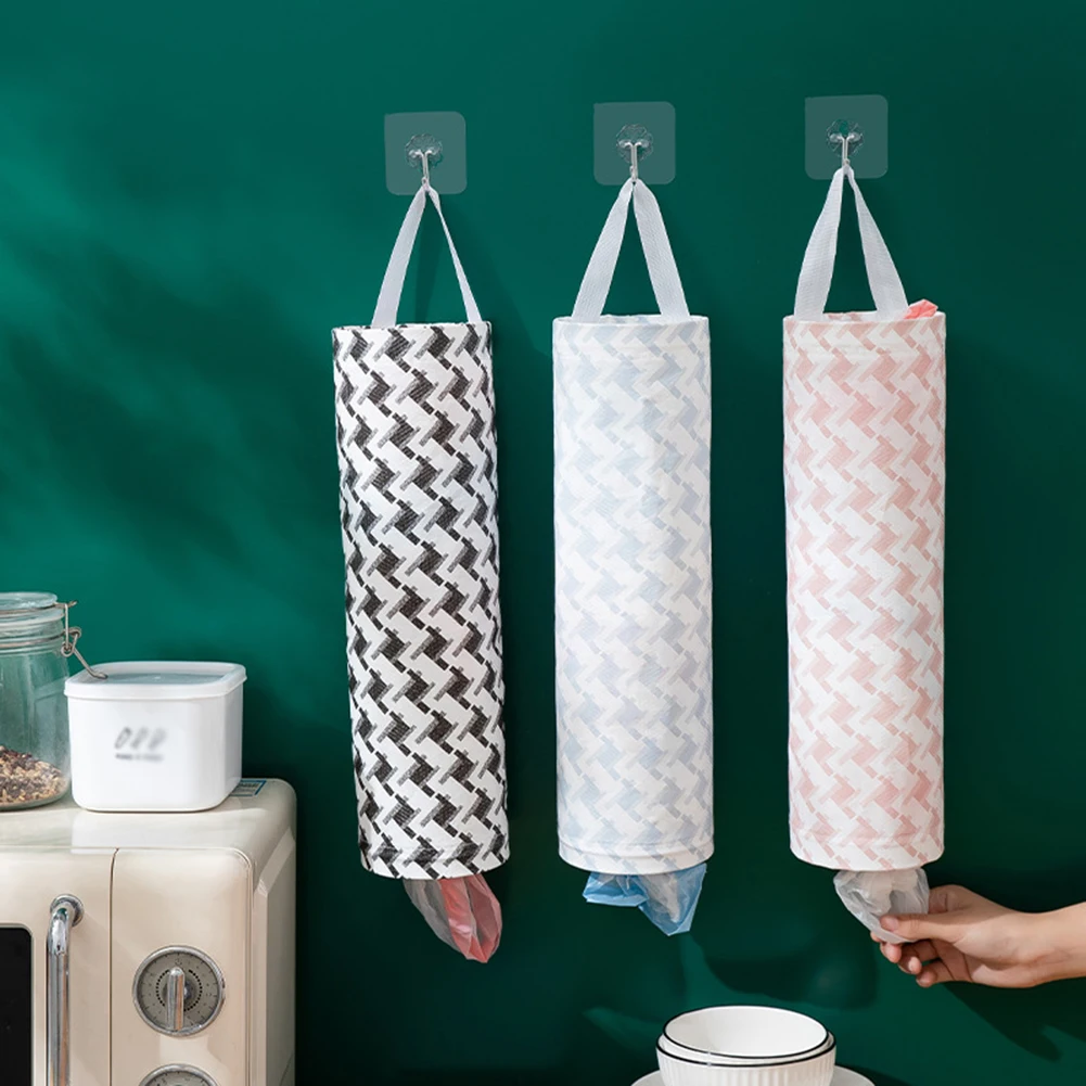 

Trash Hanging Storage Nylon Bags Organization Kitchen Dispenser Garbage Wall Mounred Grocery Holder Home Kitchen Accessories