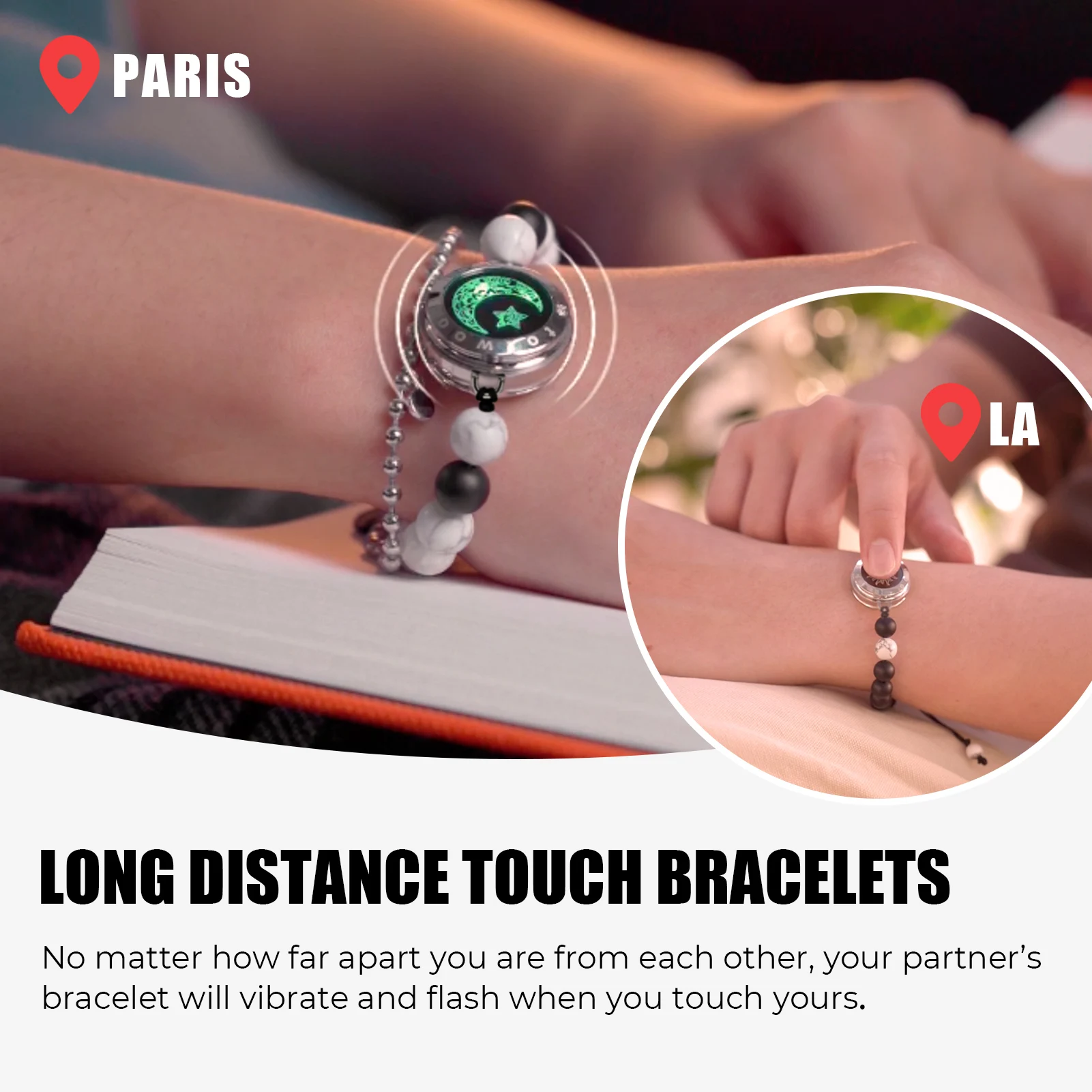 Totwoo Pair Bluetooth Bracelets for Lovers Long Distance