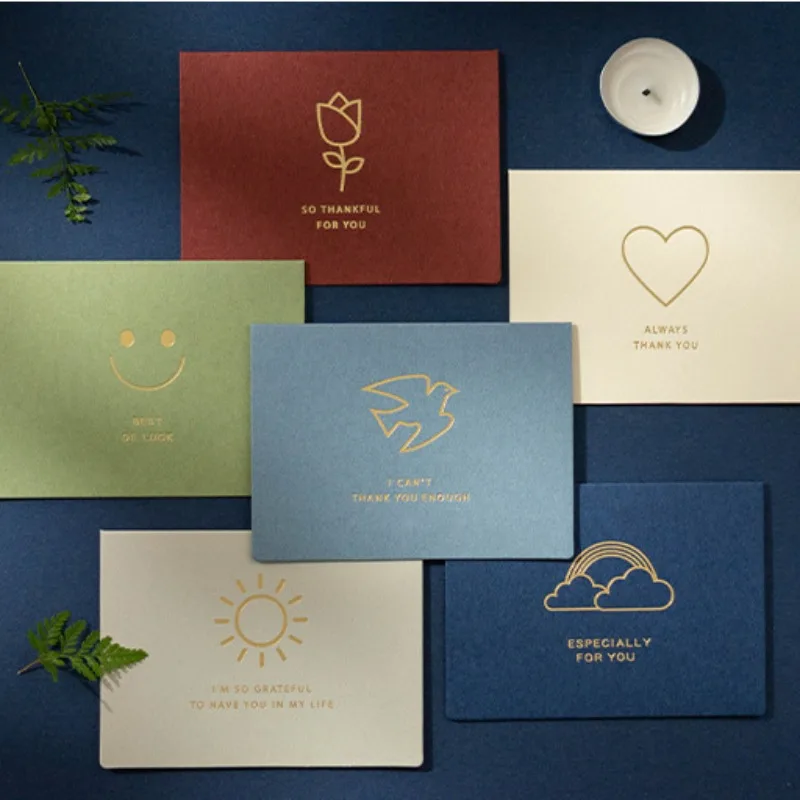 1/6pcs Festive Designs Happy Holiday Cards with Envelopes And Stickers Holiday Greeting Cards Set Postcard Creative for Gifts