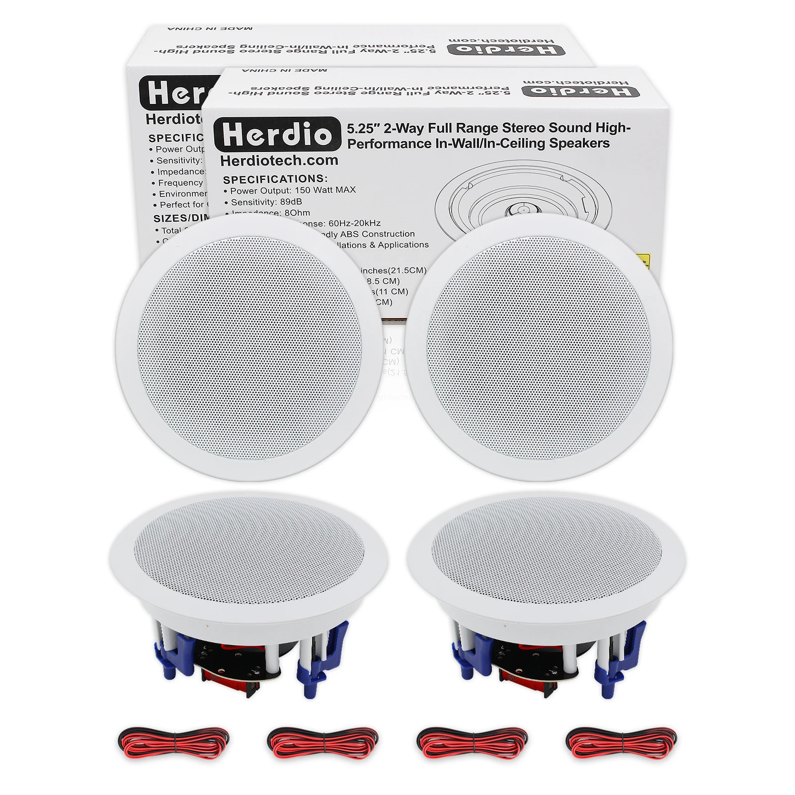 

Herdio 5.25 Inch 4pcs Stereo Recessed Ceiling Speaker Ideal For Wet Indoor Outdoor Kitchen Bedroom Bathroom Home Theater