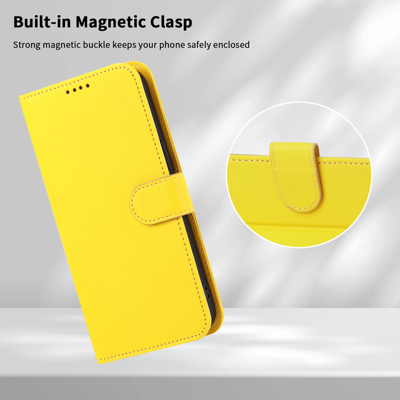 Luxury Leather Wallet Phone Case with Shockproof Bumper and Card Slots