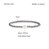 High Quality Metal Smooth Bead Stainless Steel Jewelry Waterproof Durable Women's Charm Gift Fresh Water Pearl Elastic Bracelets 6