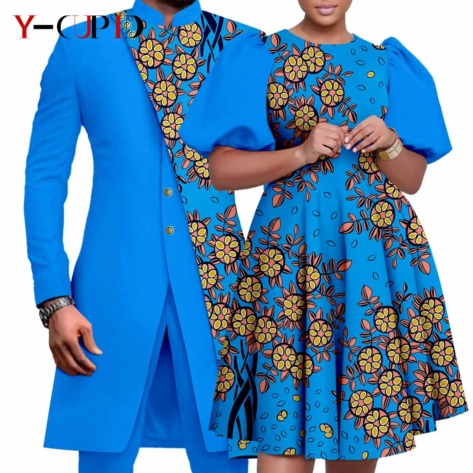 African Couple Matching Clothes Dashiki Women Print Dresses