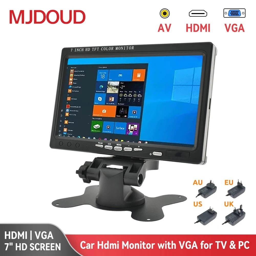 7 Inch Car Hdmi Monitor for TV PC Computer with VGA Display 1024*600 LCD Screen for Backup Camera Home Security System