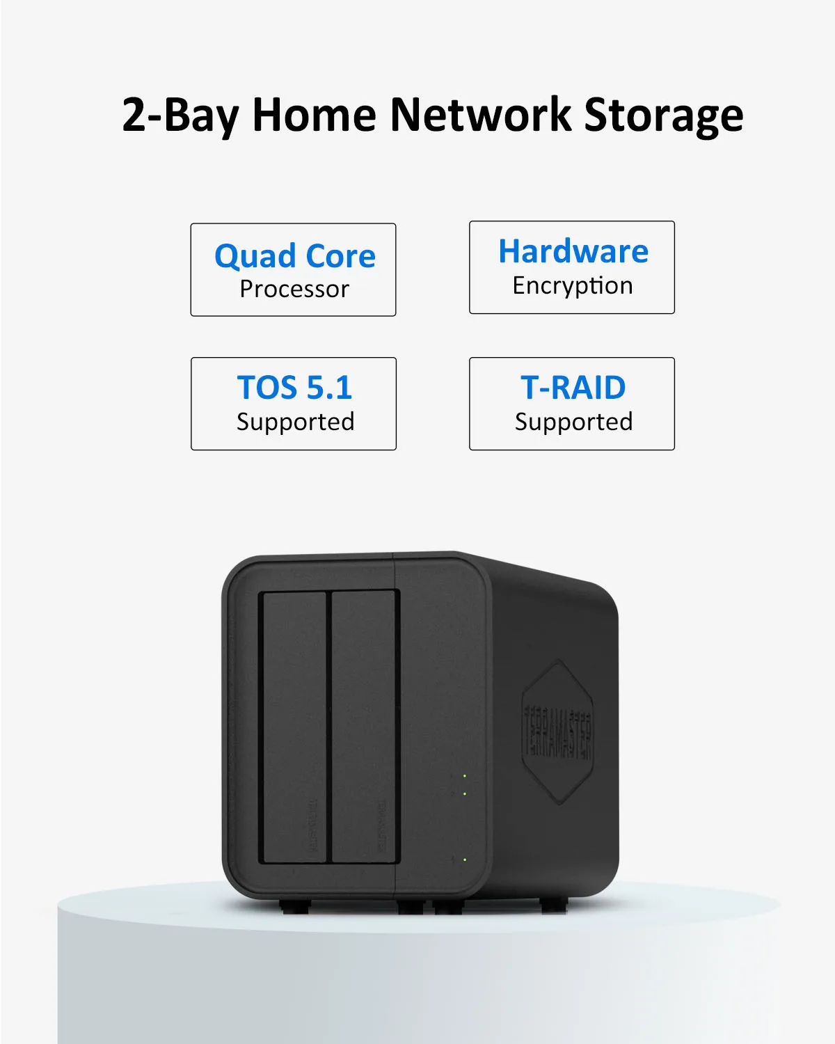 TERRAMASTER F2-212 2Bay NAS – Quad Core 1GB RAM DDR4 Personal Private Cloud Network Attached Storage (Diskless)
