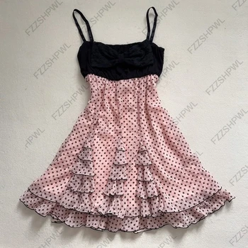 Streetwear Harajuku Polka Dot Print Y2K Dress Fashion Punk Braces skirt Spicy Girls Rock Goth Unique rock Punk Chic A-line skirt 1