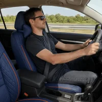 Universal PU Leather Car Seat Covers Full Set with Neck Pillows, Front & Rear Seat Protectors for Cars, SUVs, Trucks & Vans 2