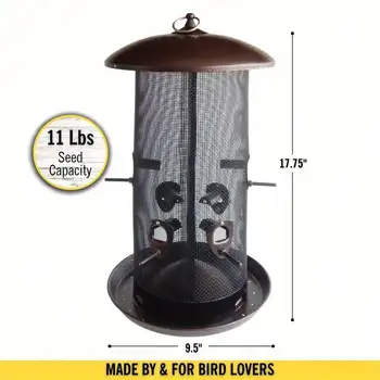 Giant combination screen bird feeder, 10 lb capacity, built-in drain, screw cap design, easy to fill, suitable for bird lovers 3