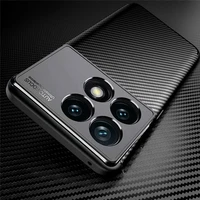 Carbon Fiber Texture Back Cover For Xiaomi Poco X6 Pro 5G Case TPU Soft Shockproof Coque PocoX6Pro Poko Little X 6 X6Pro 6X 5G 1