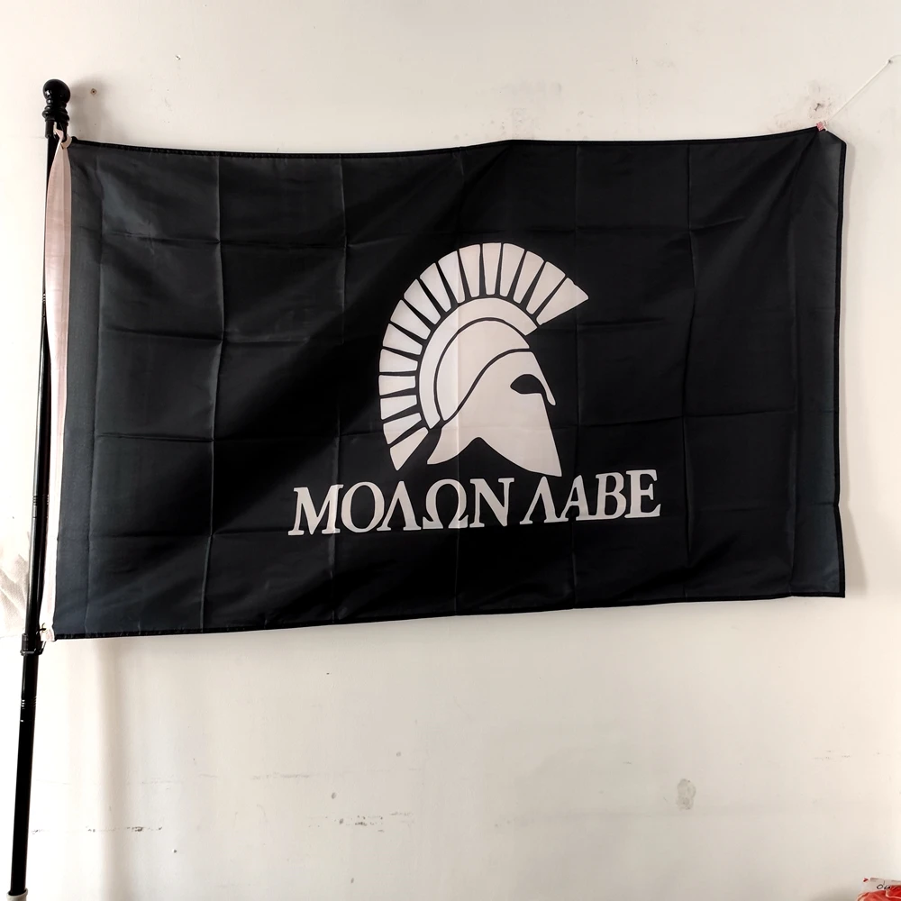 Molon Labe Come & Take It Historische Flagge, 90 x 150 cm, strapazierfähiges Polyester, Outdoor-/Indoor-Hängebanner, wetterbeständiges Design – Detail 1