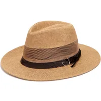 Summer Hat For Man Sun Hat Leisure Outdoor Mesh Formal Hat Breathable And Cool Women Seaside Holiday Wide Brim Sunshade StrawHat 1
