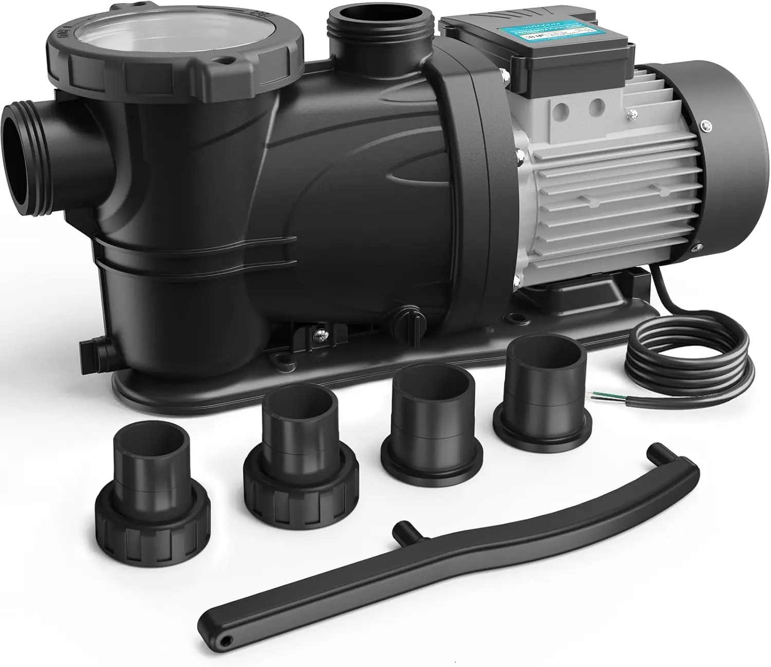 3 HP Pool Pump 8964GPH 220V 2 Adapters Powerful In/Above Ground Self Primming Swimming Pool Pumps with Filter Basket