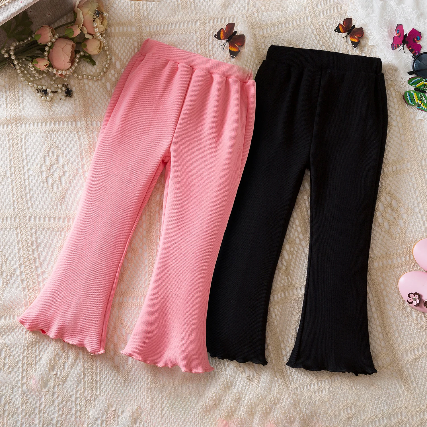 Children overalls pants Kids outfits Baby Flared Pants Girls' Autumn Winter Solid Color Casual Slim Stretch Trousers