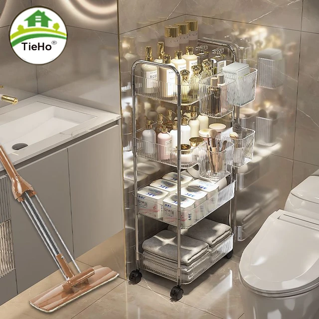 1pc/luxurious Transparent Bathroom Toiletries Organizer Trolley