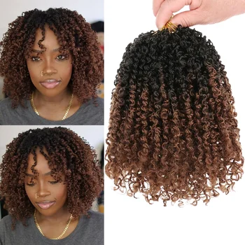 8/10/12Inch Pre-looped Yanky Twist Synthetic Crochet Hair 24s/PCS Pre-twisted Passion Twist Synthetic Braiding Hair Extensions 1