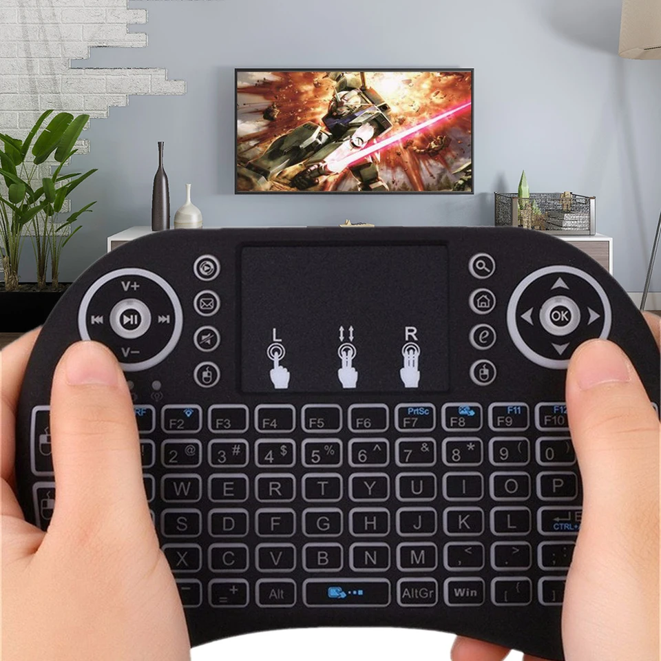 I8 Mini Wireless RGB Backlit 2.4GHz Air Mouse English Russian Keyboard With Touchpad Handheld For Android TV BOX_voghion.com