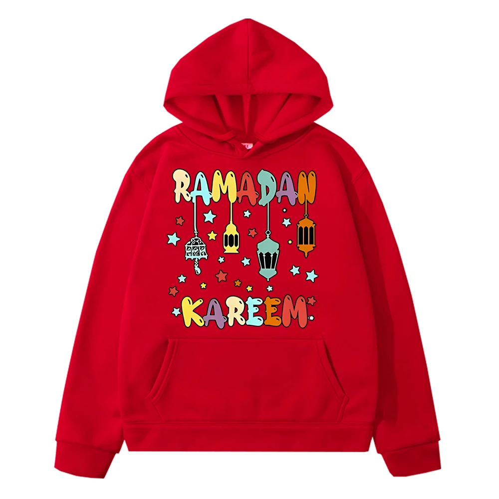 

Ramadan Kareem Clothe Festive Outfit Muslim boy gir clothes Print hoodies sweatshirt Kids With Moon Ramadan Mubarak y2k sudadera