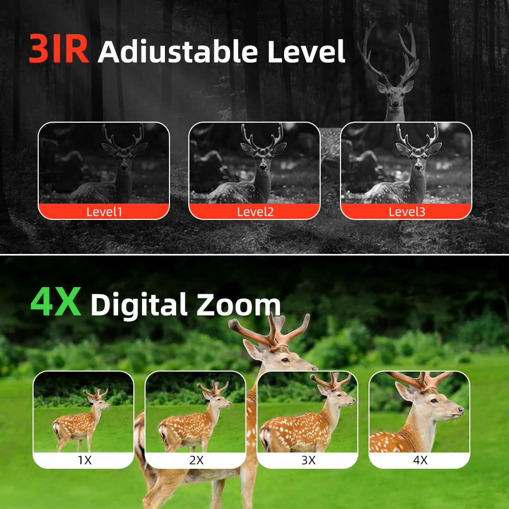 Clip-on Digital Night Vision Scope Monocular 3-Level IR illuminator Crosshair 4X