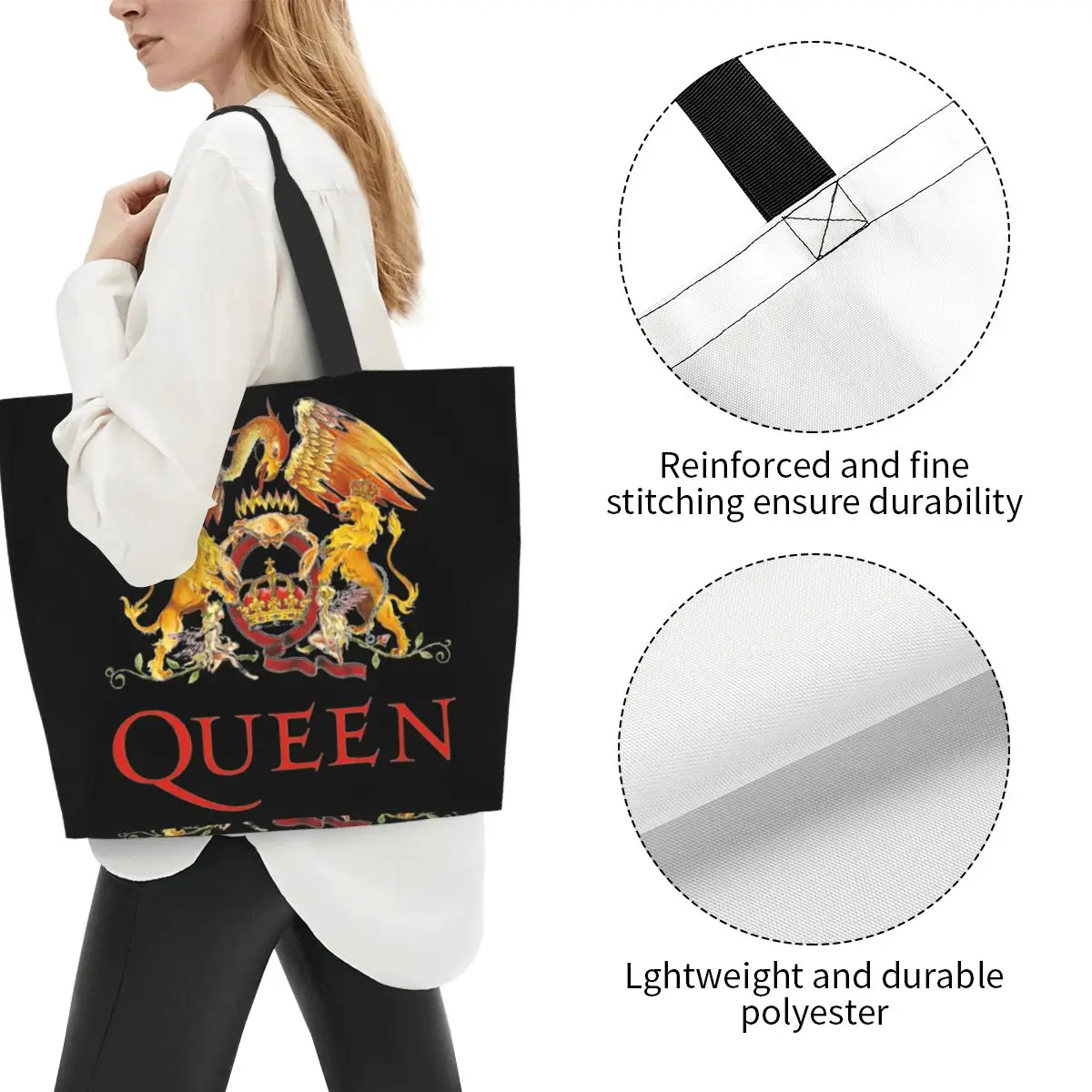 Queen Band Freddie Mercury British Rock Women Shoulder bag 40X50cm Tote bag Shopping handbag Convenient Travel Book Custom Logo