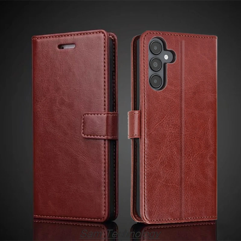 Premium PU Leather Flip Wallet Phone Case - Card Holder Cover in Retro Design