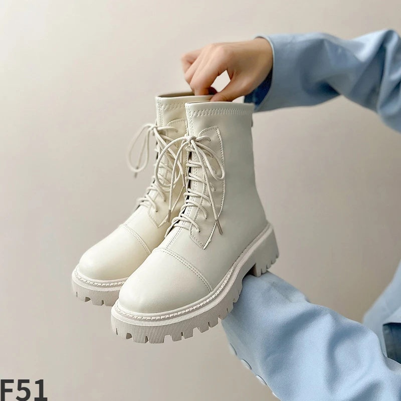 

British Girls' Boots 2023 Autumn/Winter New Back Zipper Soft Leather Upholstery Versatile Thick Bottom Lace Up Short Boots