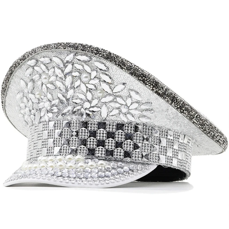 

Bride Military Hat for Wedding Ceremony Halloween Party Captain Cap Travel Taking Photo Wedding Officer Hat