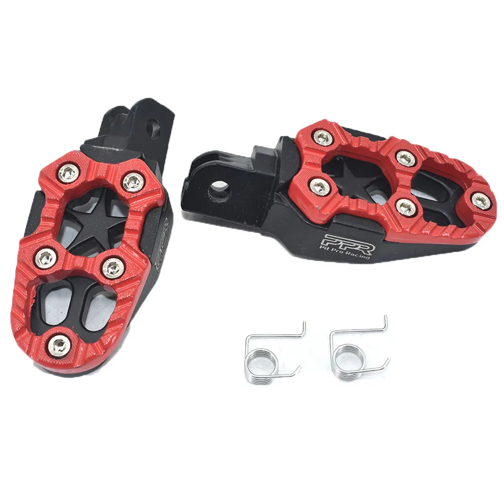 1 Pair Universal 8mm Metal Motorcycle Foot Pegs Pedals Footrests Spring dirt Pit Bike