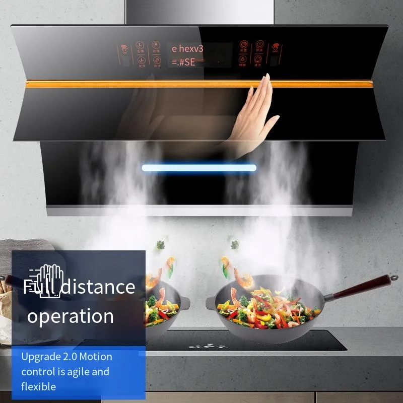 Kitchen Hood Range Kitchen Chimney Body Touch Large Screen Exhaust Fan Major Appliances Island Chimeneas Cooking Motor Smart 4