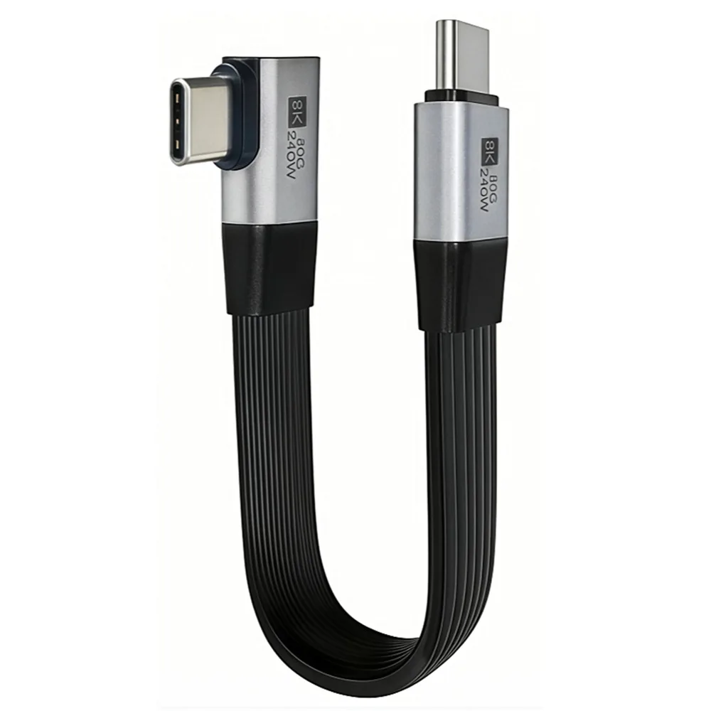 High-Speed Right Angle USB-C to USB-C Fast Charging Cable - 240W 90-Degree Connector