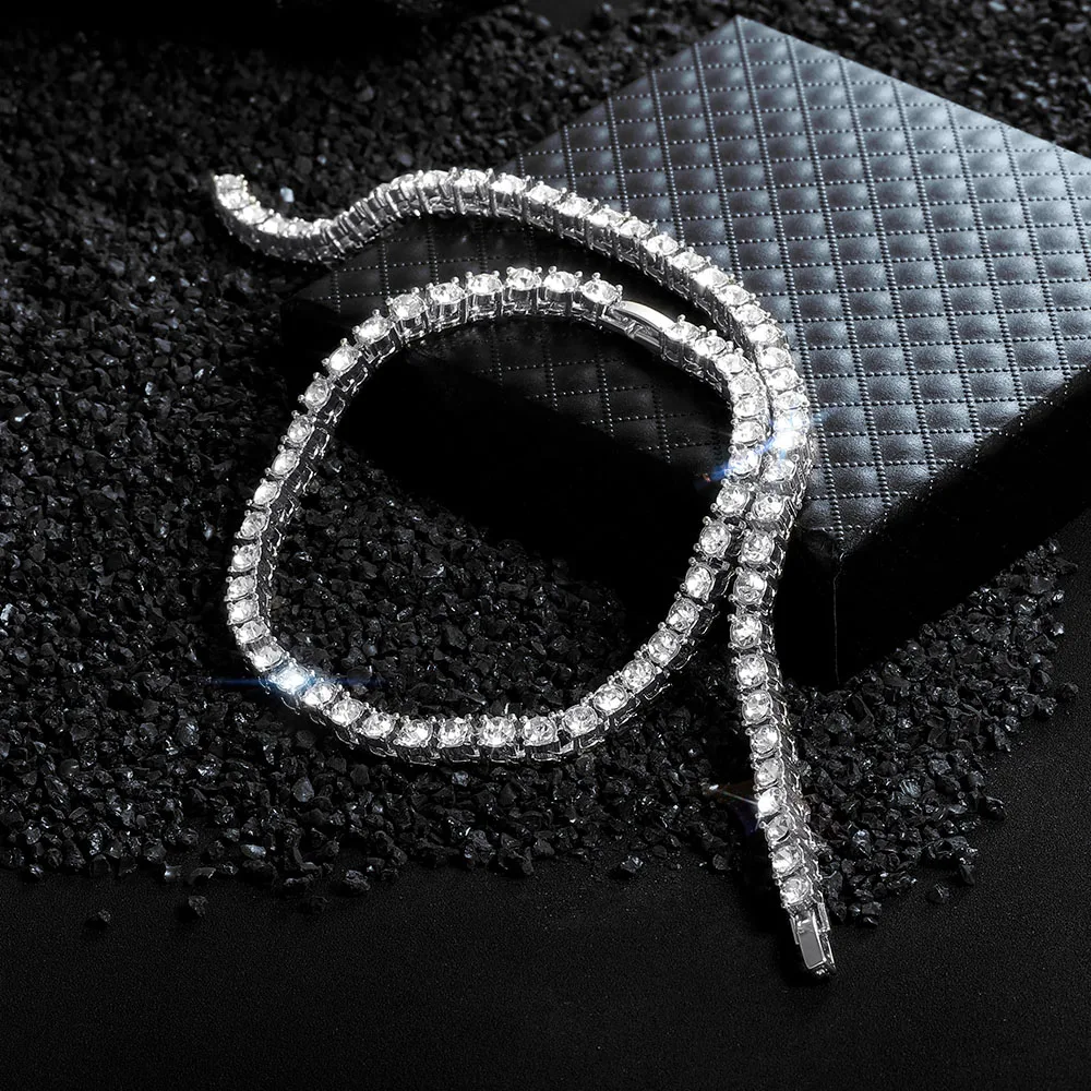 Collana Di Tennis Unisex: Catena Di Girocollo In Ottone Da 16 24 Pollici Con Pietre Di Zirconia Cubica Da 3 6 Mm In Cornice Da 13,5 € | DHgate - Foto 10