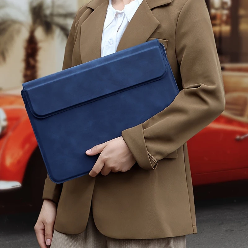 Solid Color Laptop Sleeve with Stand 13.3/14.1-15.4 Inch Protective Case For Tablet Laptop