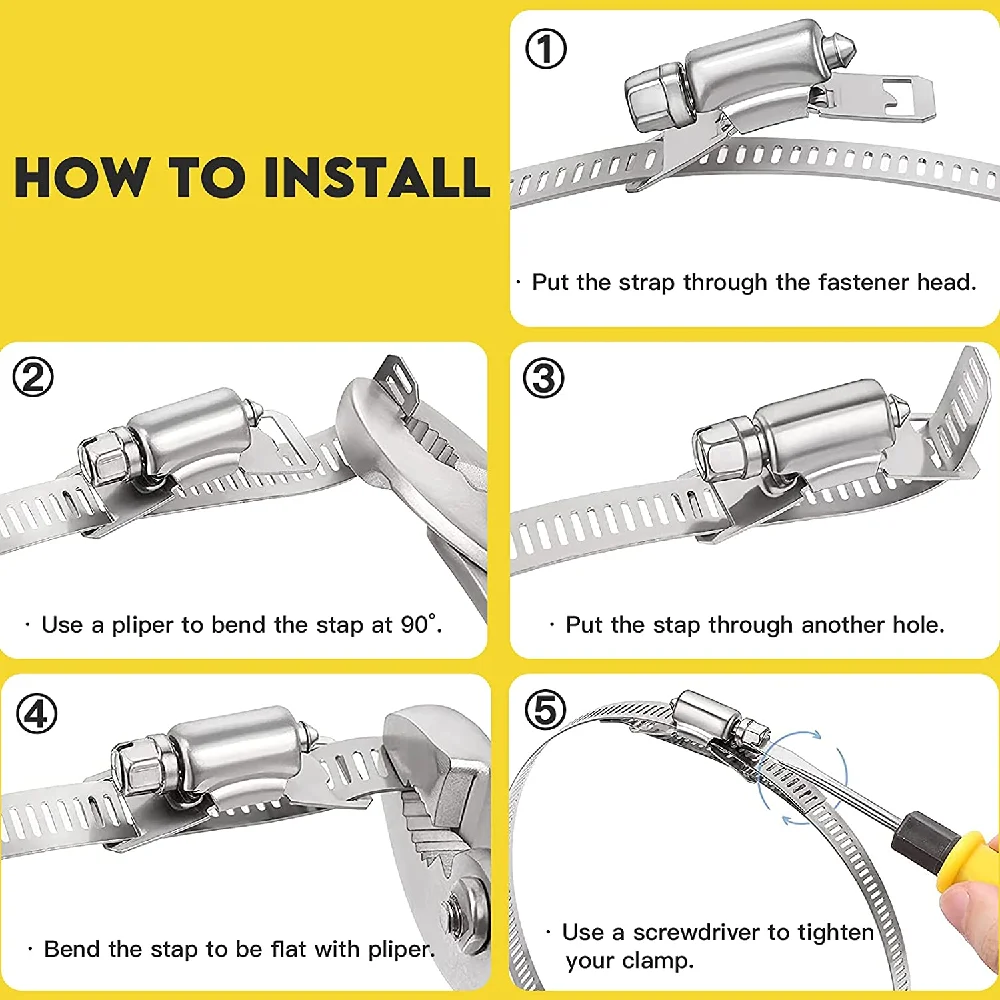 12.7 stainless steel worm drive hose clamp, adjustable DIY hose clamp, conduit width 304mm