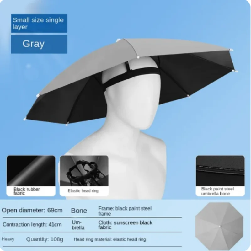 Head Wearing Foldable Umbrella Hat Sun Protection Rain Protection Fishing Outdoor Sports Cycling Sun Umbrella Hat