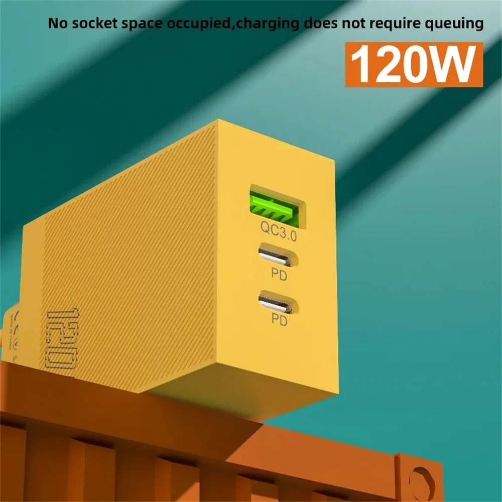 120W GaN USB Charger QC3.0 PD Fast Charger Type C Travel Adapter EU US For iPhone 15 14 13 Pro Max Smausng Xiaomi Honor