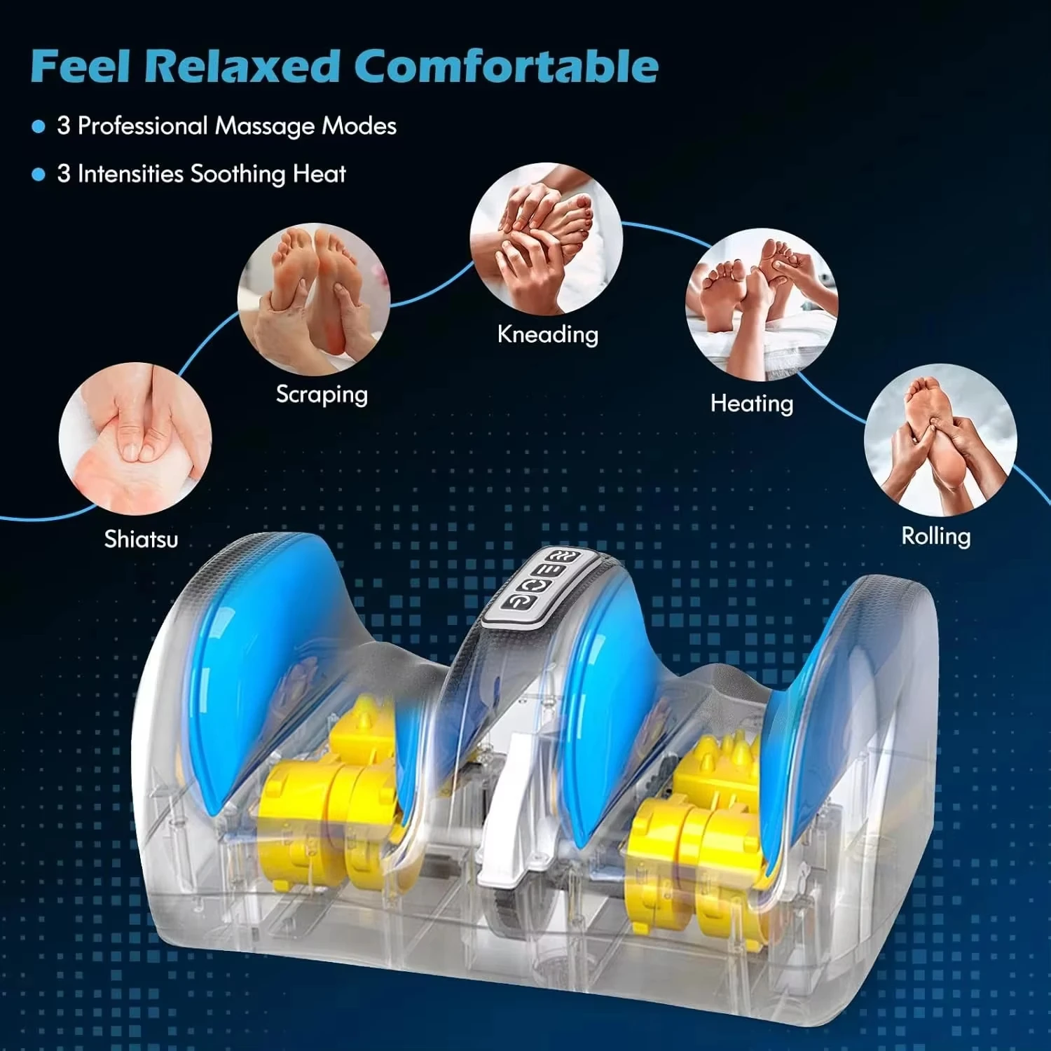 Foot Massager Shiatsu Kneading Deep Tissue Relaxation Hot Pressing Massage After Exercise Suitable For Home Use Foot Care Tool