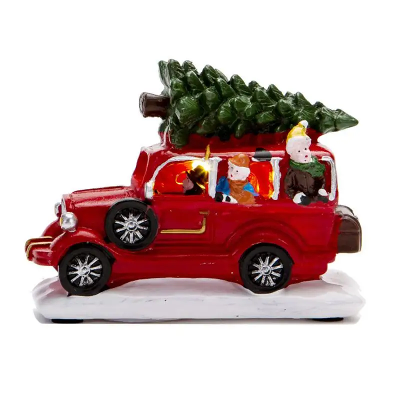 

Red Farm Truck Christmas Centerpiece Light Up Christmas Red Car Farmhouse Vintage Red Pickup Truck With Christmas Trees