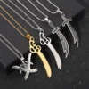 Zulfikar Sword Stainless Steel Dangle Necklace Vintage Exquisite Sword Model Pendant Necklace Jewelry Presents 4
