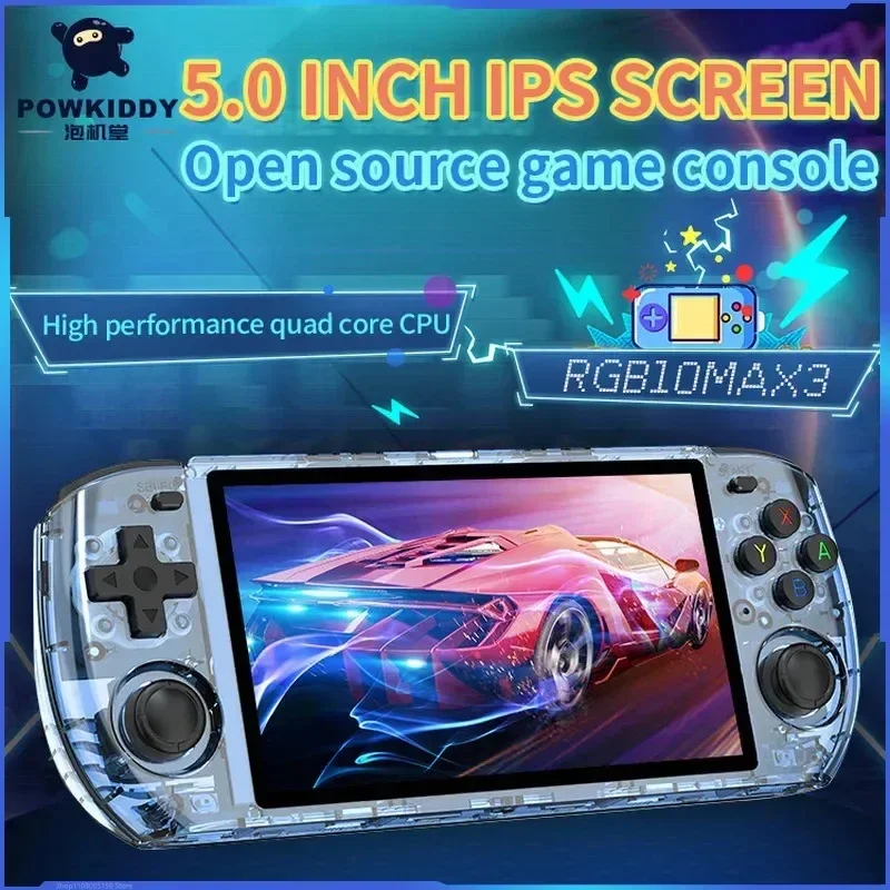 

Игровая консоль Powkiddy Rgb10 Ma3, 5,0 дюйма, Ipsoca, полноразмерный дисплей, поддерживает системы открытия исходных кодов, детские подарки