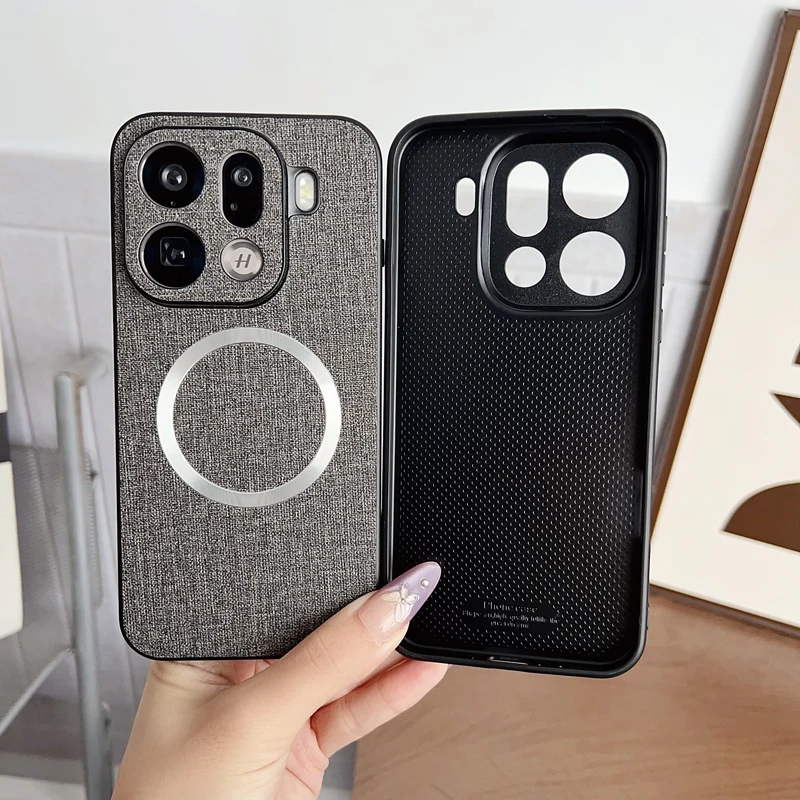 ELVEV Magnetic Premium Anti-Slip Woven Cloth Phone Case - TPU + Hard PC