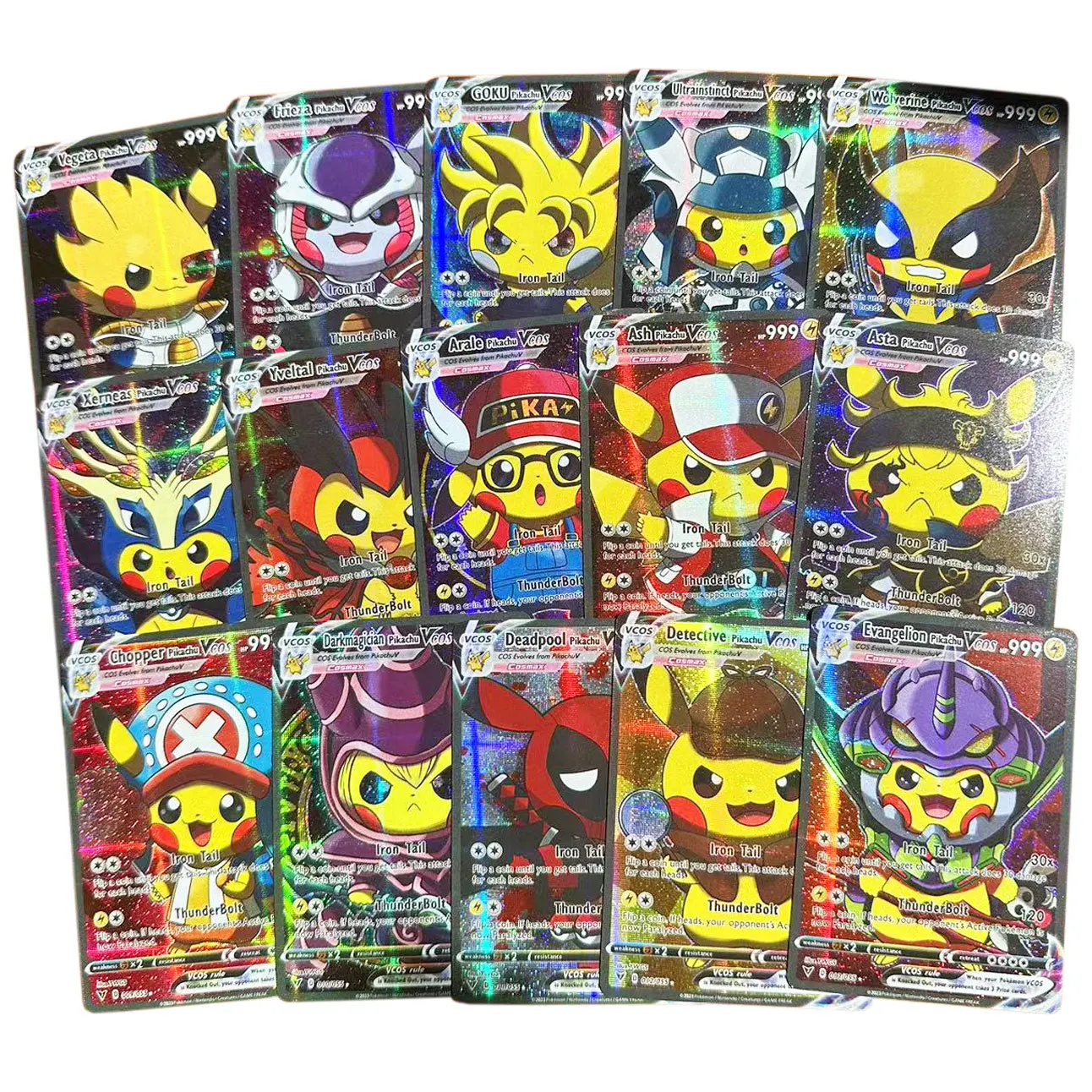 55pcs/set Pikachus Kawaii Cos English Collection Battle Trainer Card Board Game Cards Birthday Party Gifts Toys 4