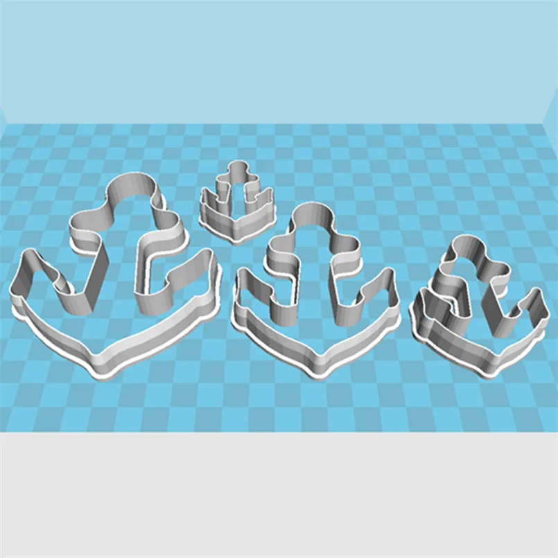 Four Specifications Cartoon Anchor Chain Graphics Ship's Anchor,Plastic Mold,Cake Fondant Tools,Cookie Sushi and Fruits Cutters
